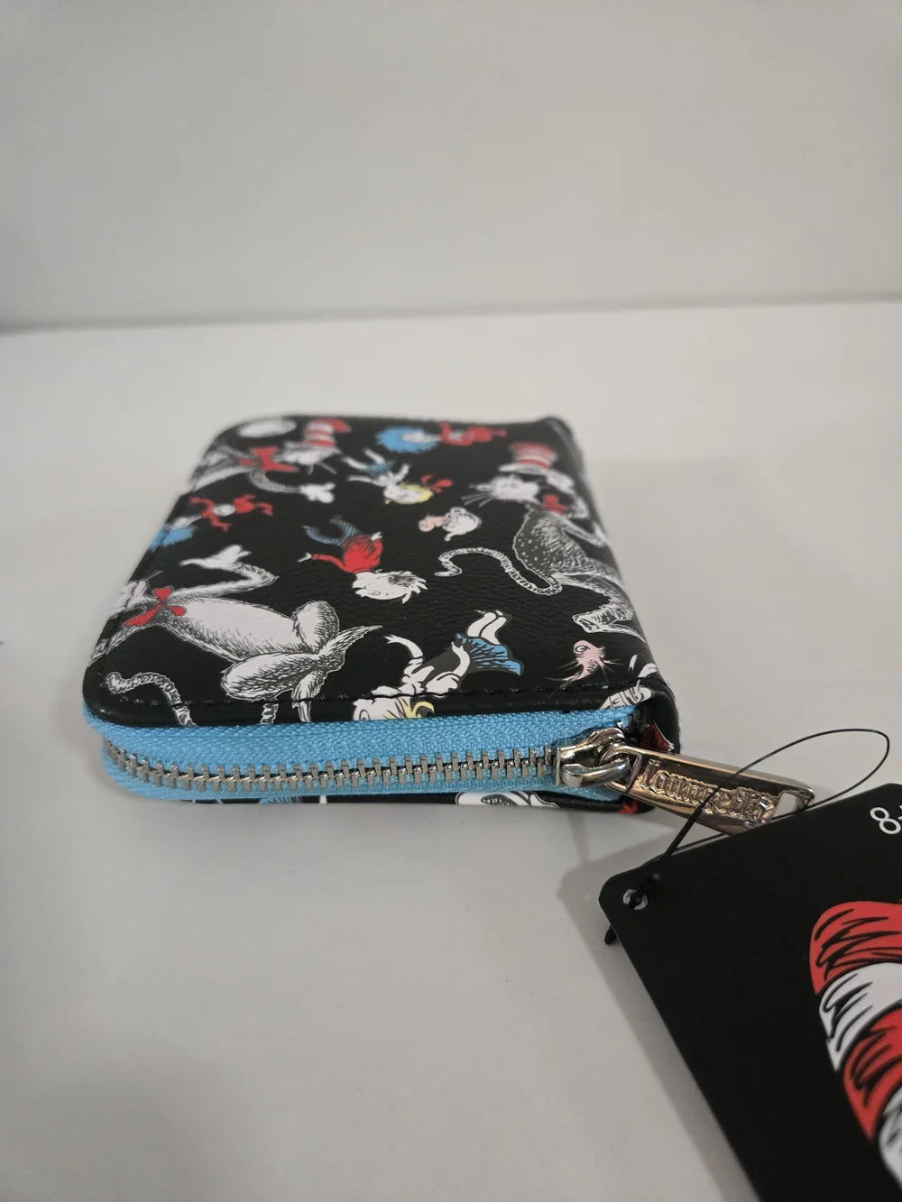 Loungefly x Dr. Seuss Black Character Print Zip Wallet - Blue Trim